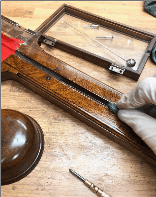 A collection of restored clocks from the Vintage Clocks workshop