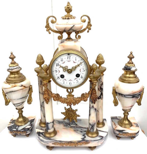 Marble Mantel Clock Set
