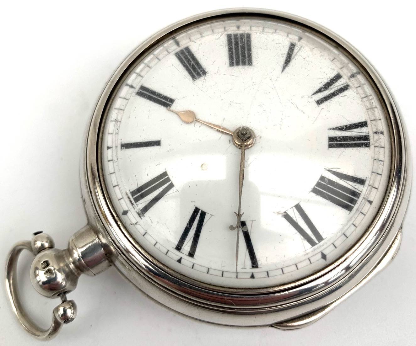 Super Antique Silver Pair Case Pocket Watch Fusee Verge Escapement 