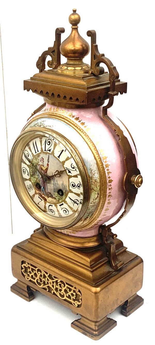 Pink Sevres Ormolu Mantle Clock
