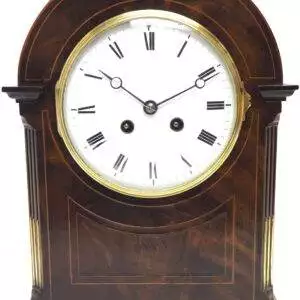 Antique French Flame Mahogany Bracket Clock