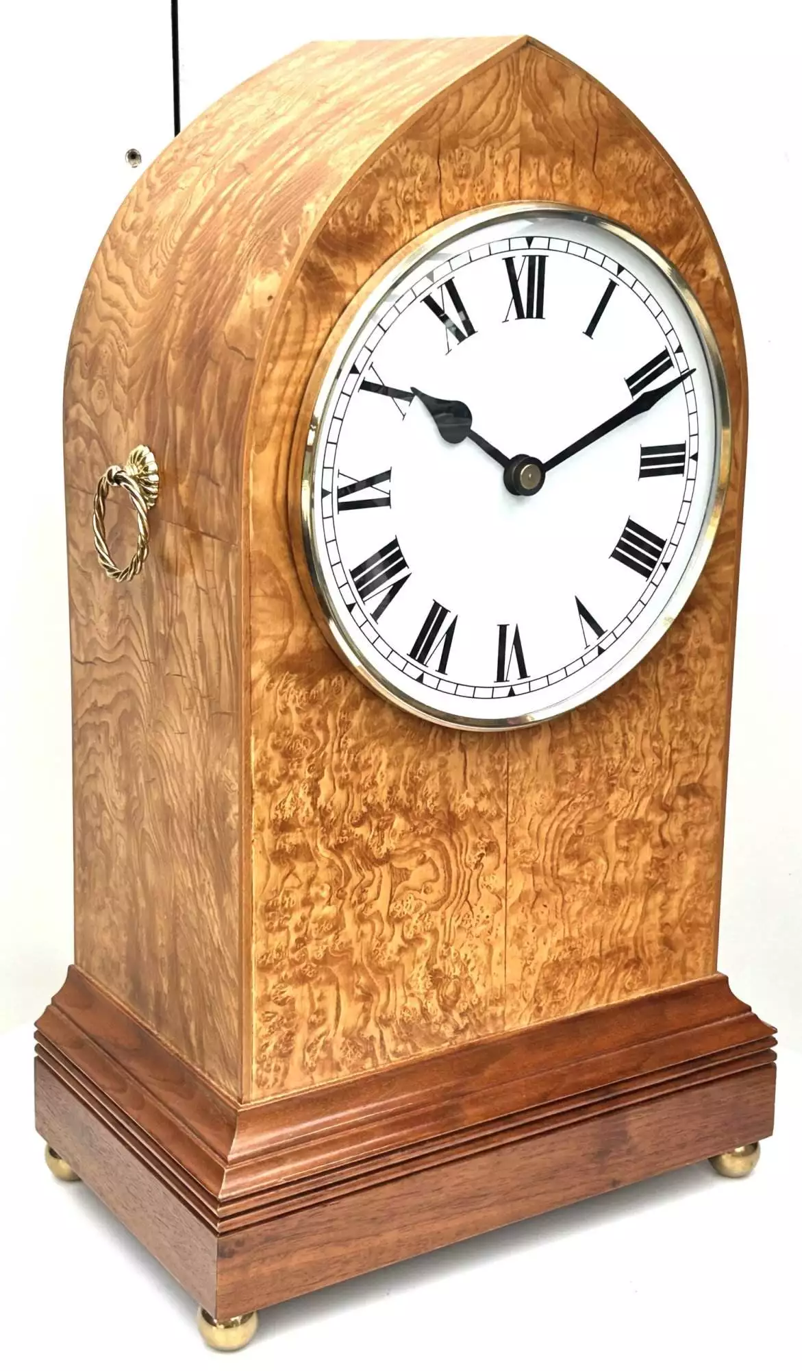 Incredible burr Walnut & Regency Lancet Mantel Clock