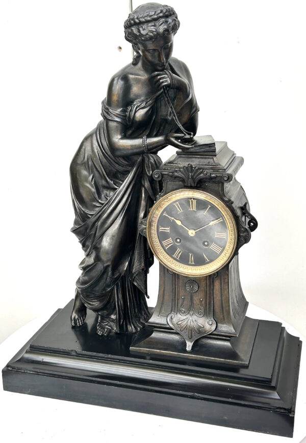 Gilt Spelter Figural Mantle Clock