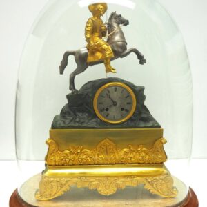 Rare Antique 8-Day French Ormolu Mantle Clock – Cavalier On Horseback Figural Mantel Clock
