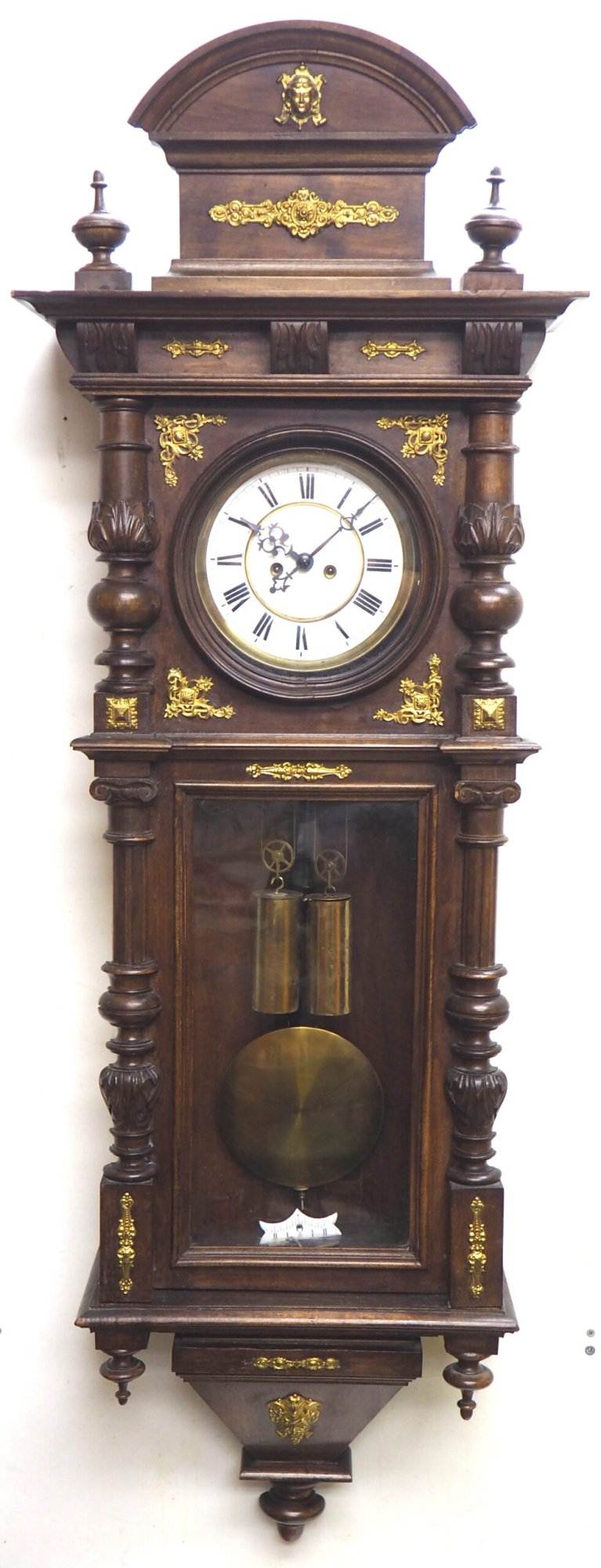 Gustav Becker Walnut 8-Day Twin Weight Striking Vienna Regulator Wall Clock