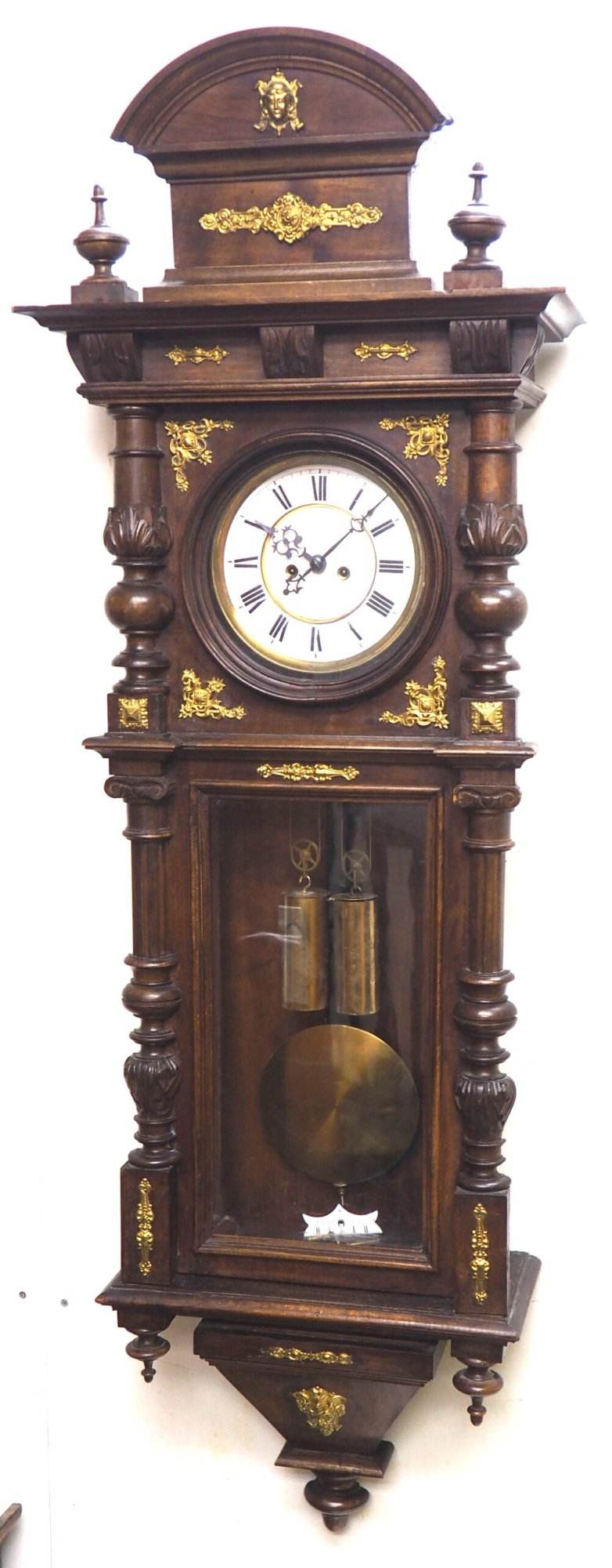 Gustav Becker Walnut 8-Day Twin Weight Striking Vienna Regulator Wall Clock
