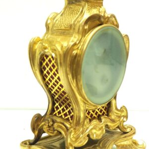 Superb Antique French Ormolu Mantel Candelabra Clock Set Scrolling Decoration