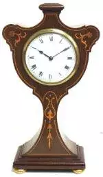 Impressive Solid Mahogany Tulip Cased Timepiece Clock with Satinwood Inlaid