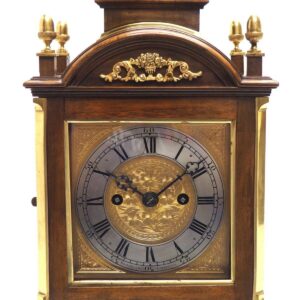 Antique English Walnut 8 Day Twin Fusee Bracket Clock 8-Day Striking Double Fusee Mantel Clock By Roskin Liverpool