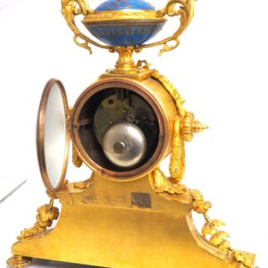 Rare French Ormolu Blue Sevres Mantel Clock Shipping Design Striking 8-Day Mantle Clock