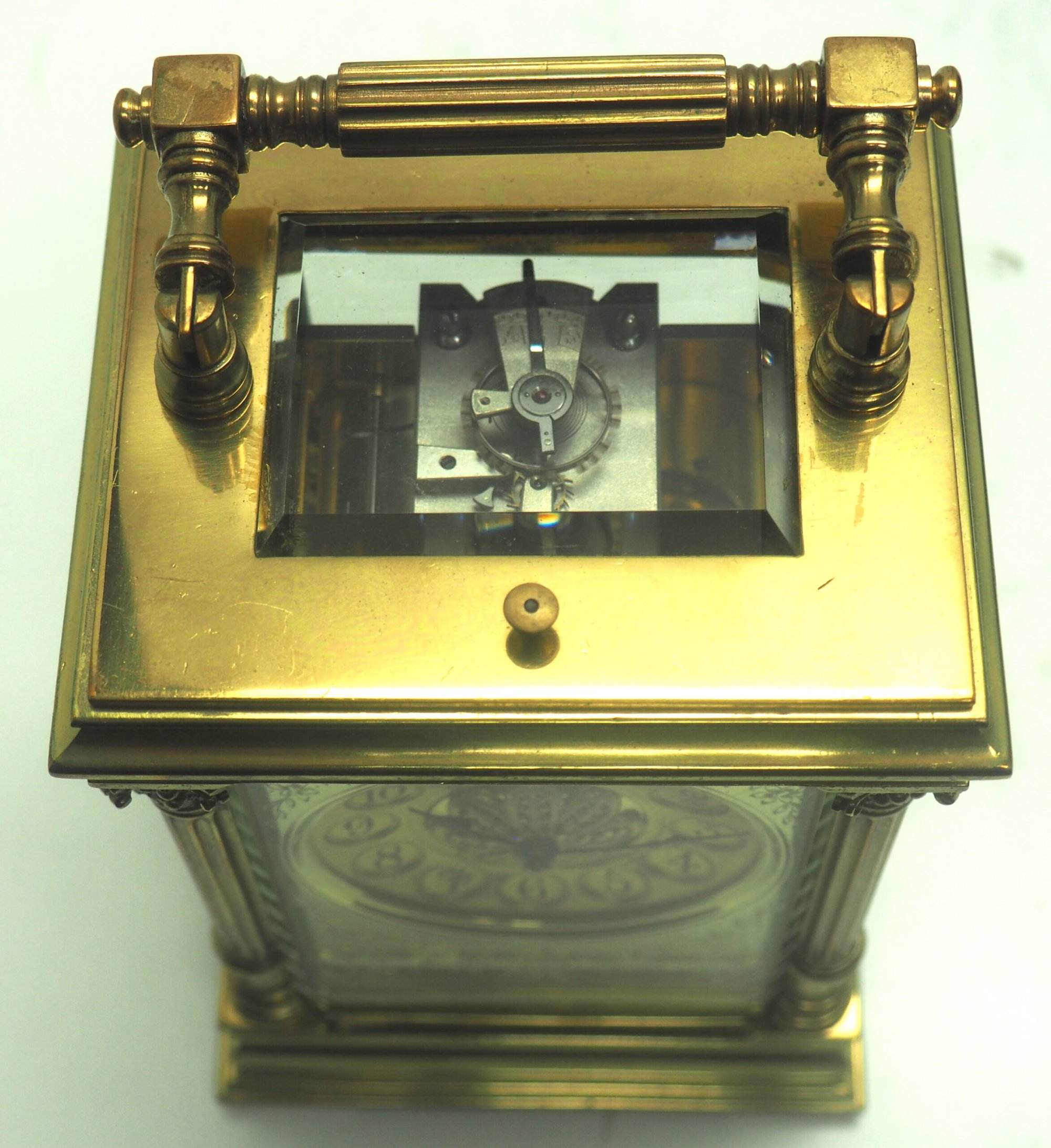 Marvellous French 8-Day Repeat Carriage Clock – Wow! Large Model Etched Decoration – Original Leather Case - Image 10