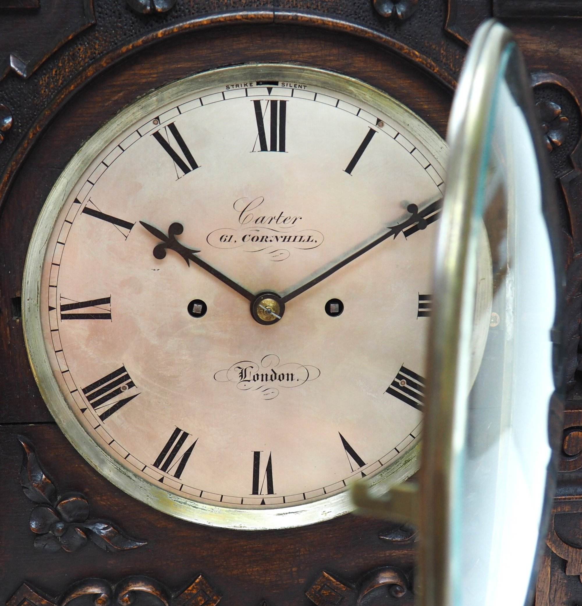 Antique English Twin Fusee Bracket Clock by Carter Cornhill London 8 Day Fusee Striking Mantel Clock - Image 9