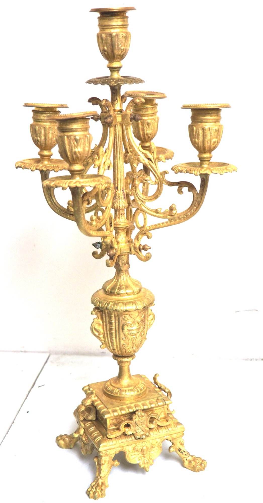 Antique Candelabra 8-Day Clock Set French Striking Ormolu Bronze Mantel Clock C1880 - Image 4