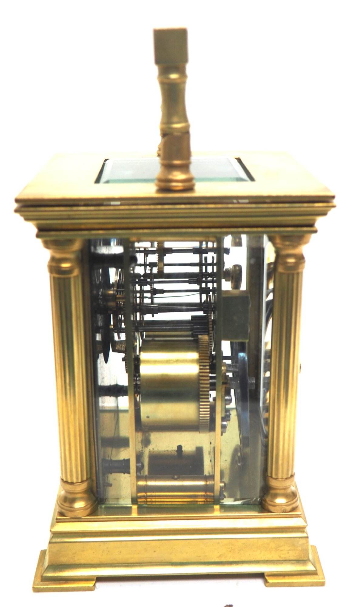 Antique Striking French 8-Day Carriage Clock Unusual Masked Dial Case with Enamel Dial - Image 2