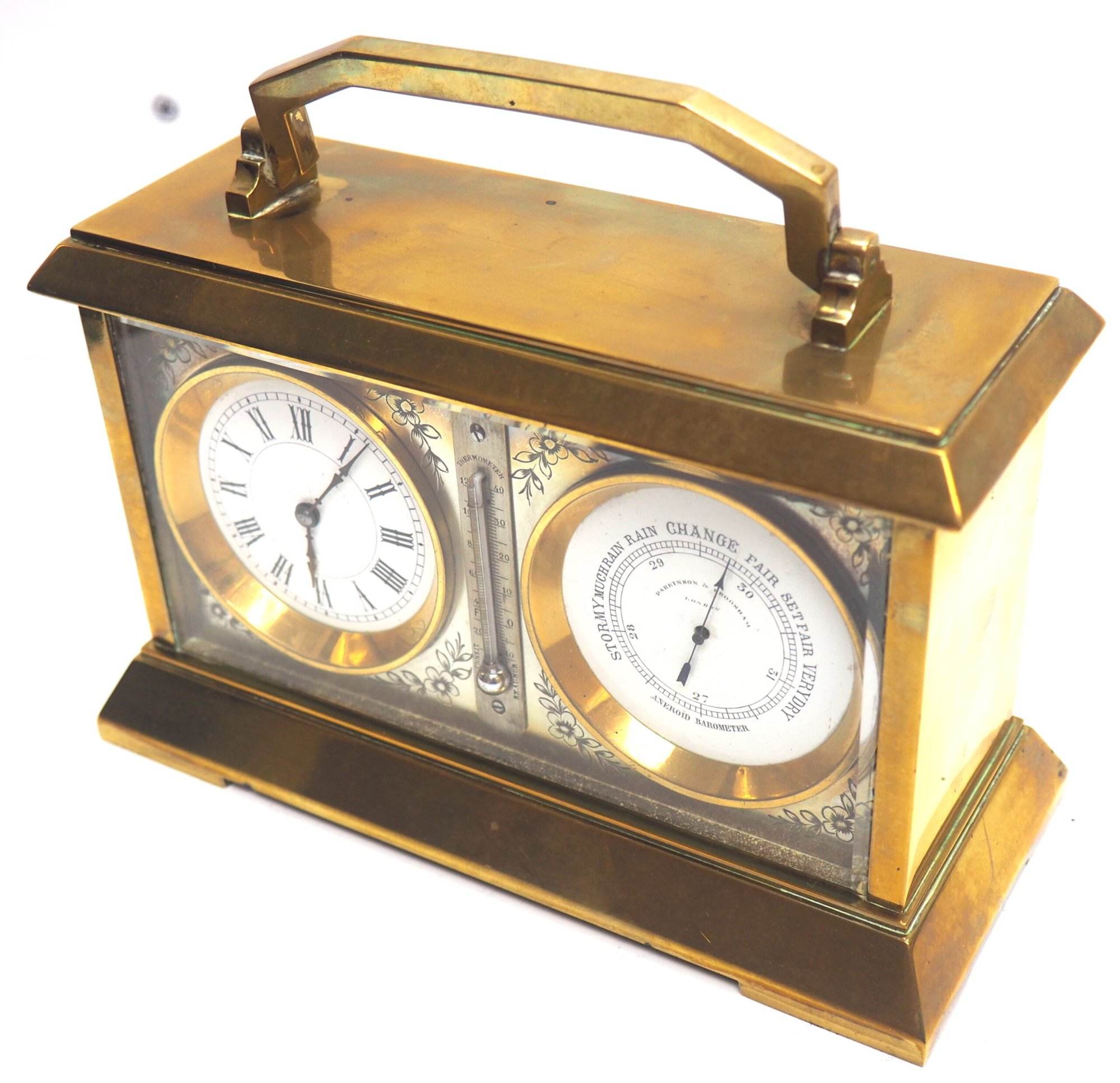 Fine Antique French 8-Day Combination Thermometer, Clock & Barometer Carriage Clock Timepiece C1890 By Charles Frodsham - Image 2