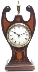 Fantastic Art Nouveau Solid Mahogany Timepiece Clock with Satinwood Inlaid Decoration