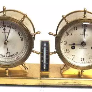 Waterbury Bulkhead Ships Barometer & Bulk head Clock
