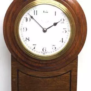 French 8 Day Timepiece Mahogany Miniature Drop Dial Wall Clock
