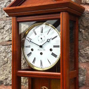 Vintage Blonde Mahogany Hermle & john Veinna wall clock – Westminster chime