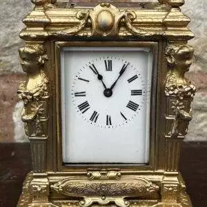 Rare unusual Ornate French Cast Case Mantle clock – 8 day Clock