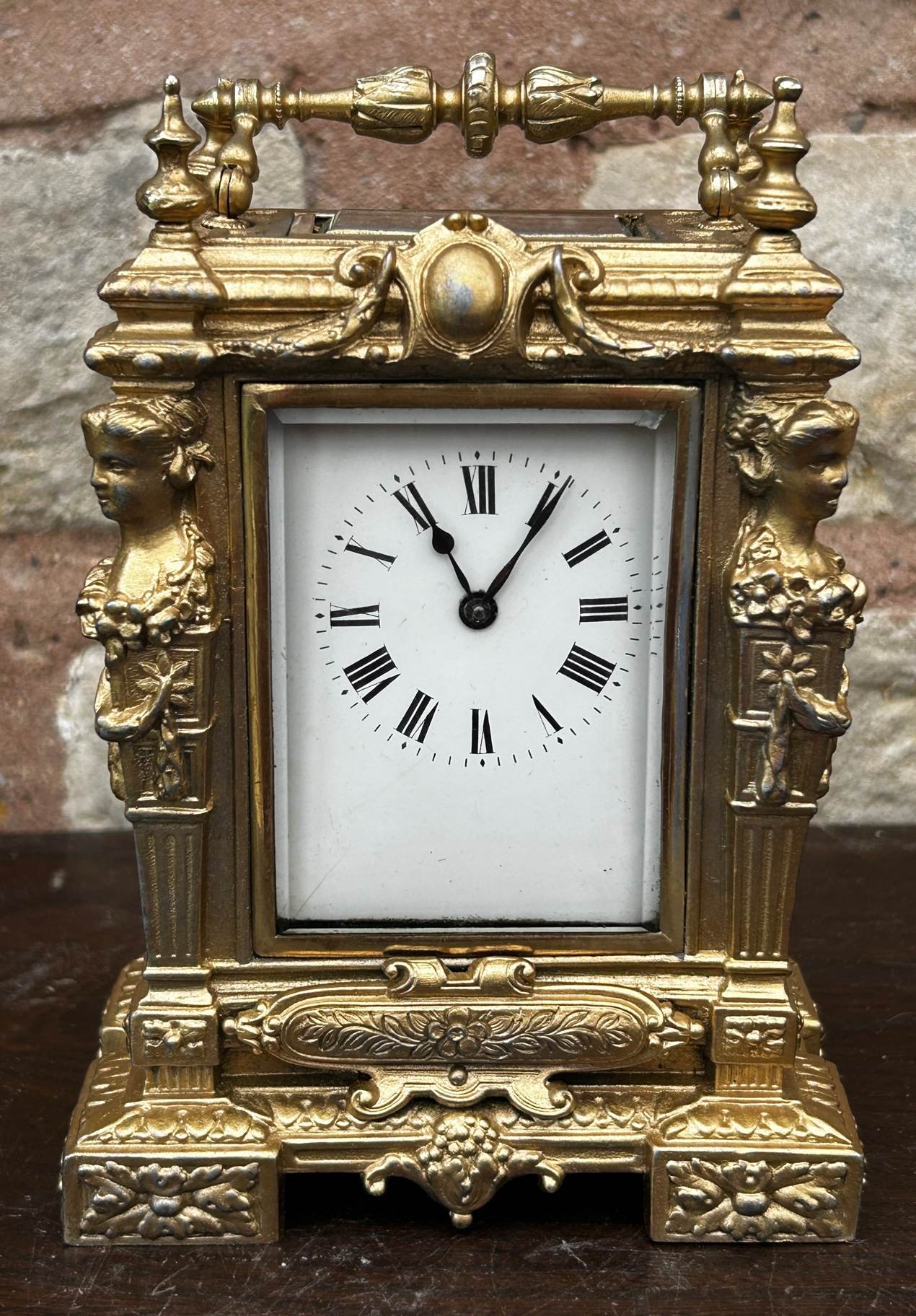 Rare unusual Ornate French Cast Case Mantle clock – 8 day Clock