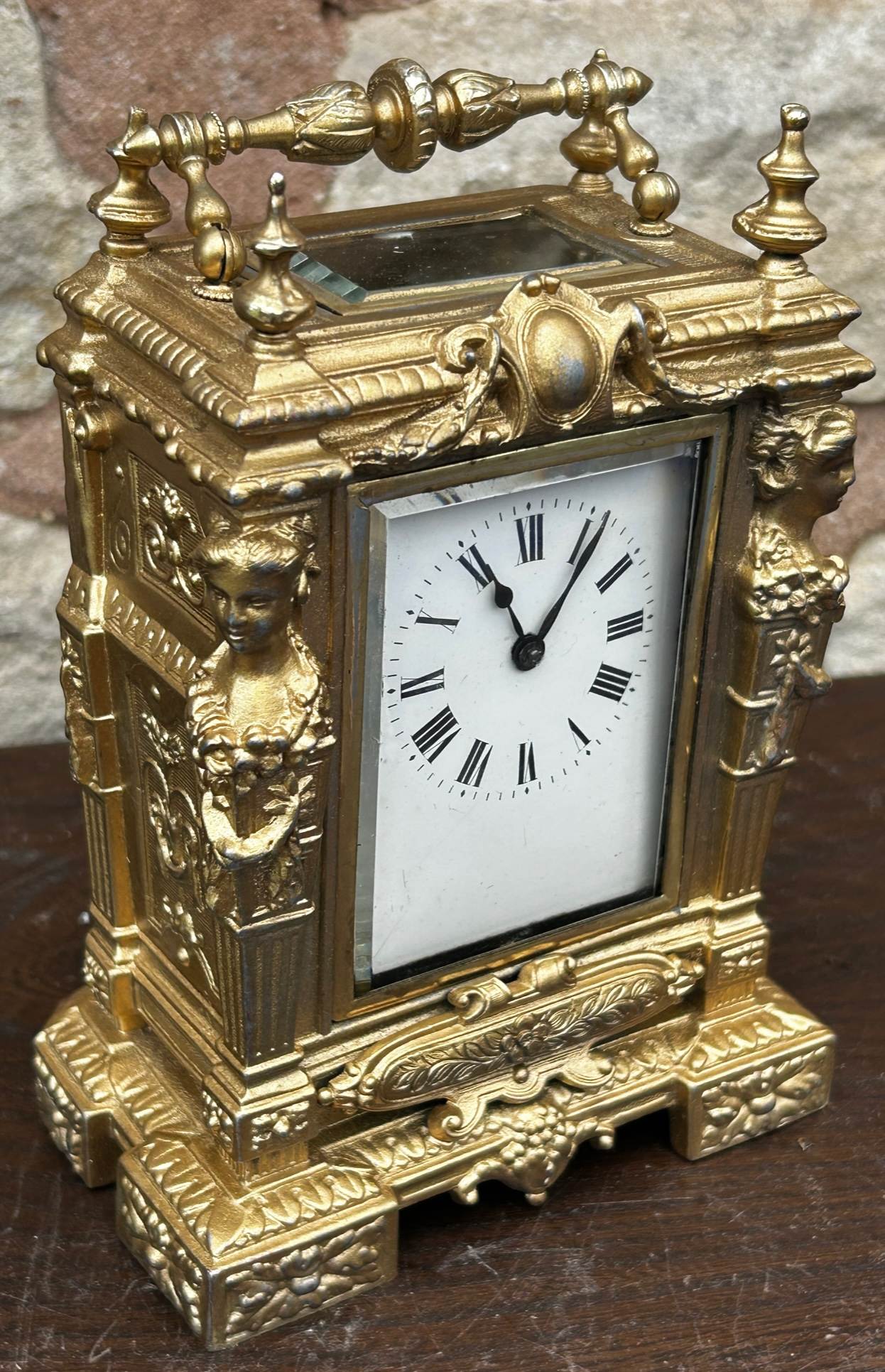 Rare unusual Ornate French Cast Case Mantle clock – 8 day Clock