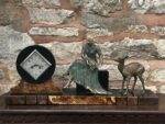 Rare Art Deco Figural slate & marble Mantle clock – 8 Day striking