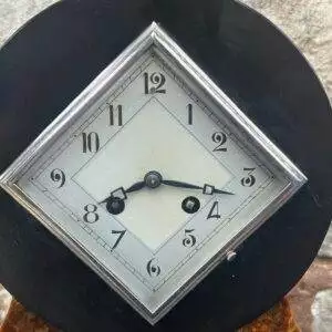 Rare Art Deco Figural slate & marble Mantle clock – 8 Day striking