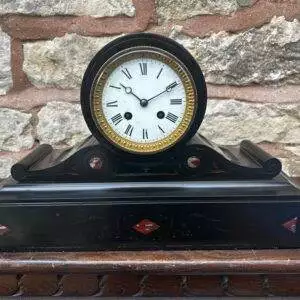 Antique French Drum Head Slate Mantle clock