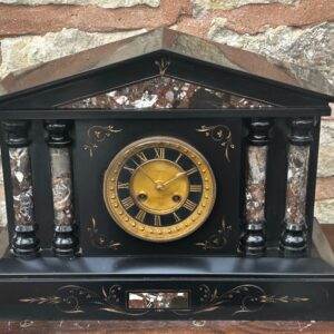 Architectural French Marble Inlaid Slate clock – 8 day striking gong