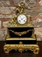 French Empire Bronze Ormolu & Slate mantle Clock – 8 day
