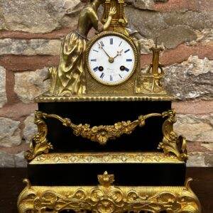 French Empire Bronze Ormolu & Slate mantle Clock – 8 day