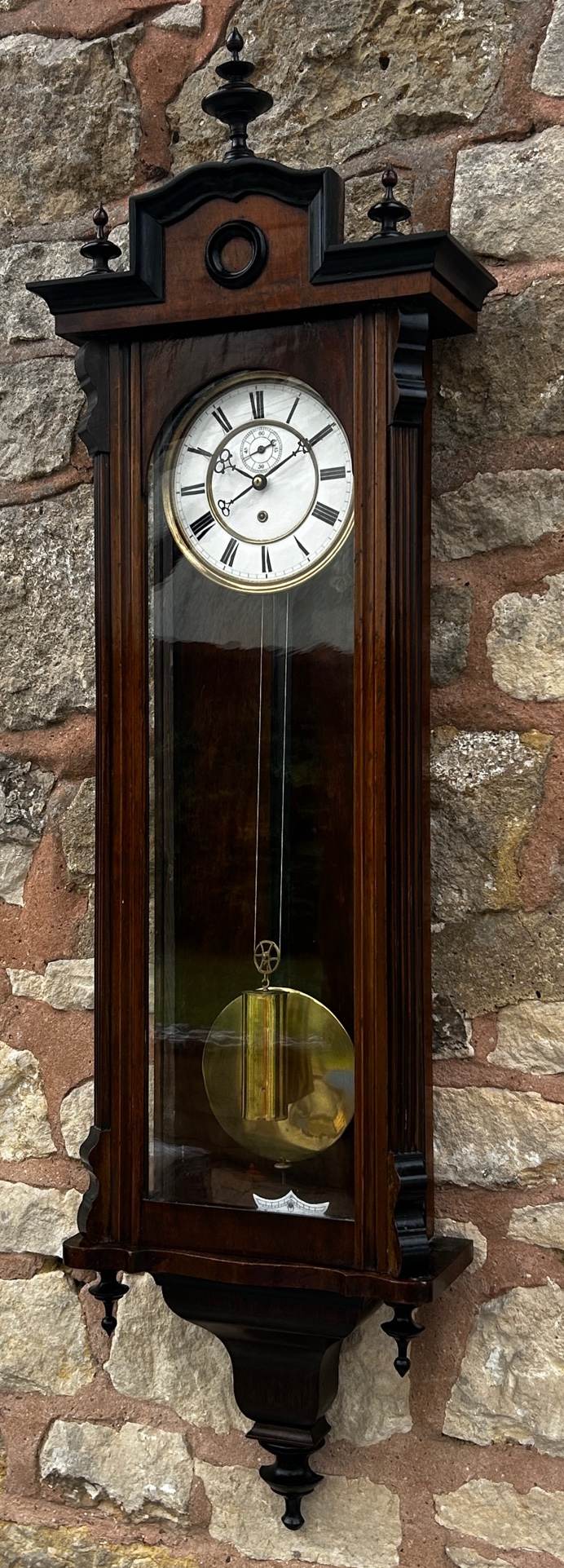 Antique Walnut Single weight Vienna Regulator Wall Clock
