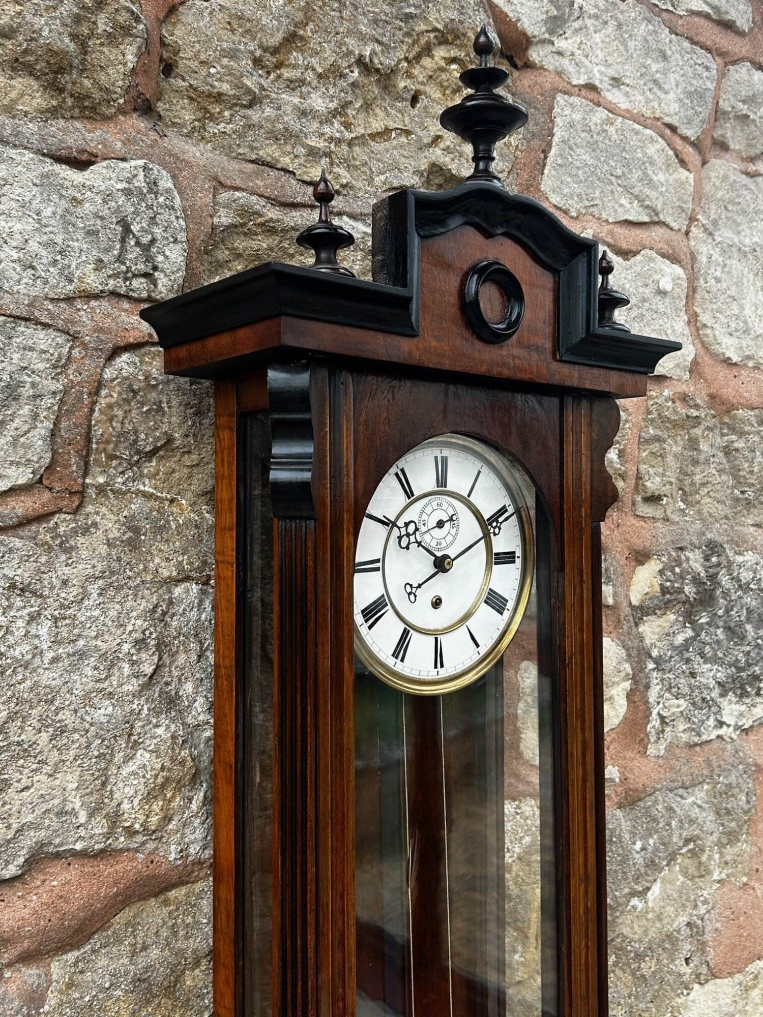 Antique Walnut Single weight Vienna Regulator Wall Clock