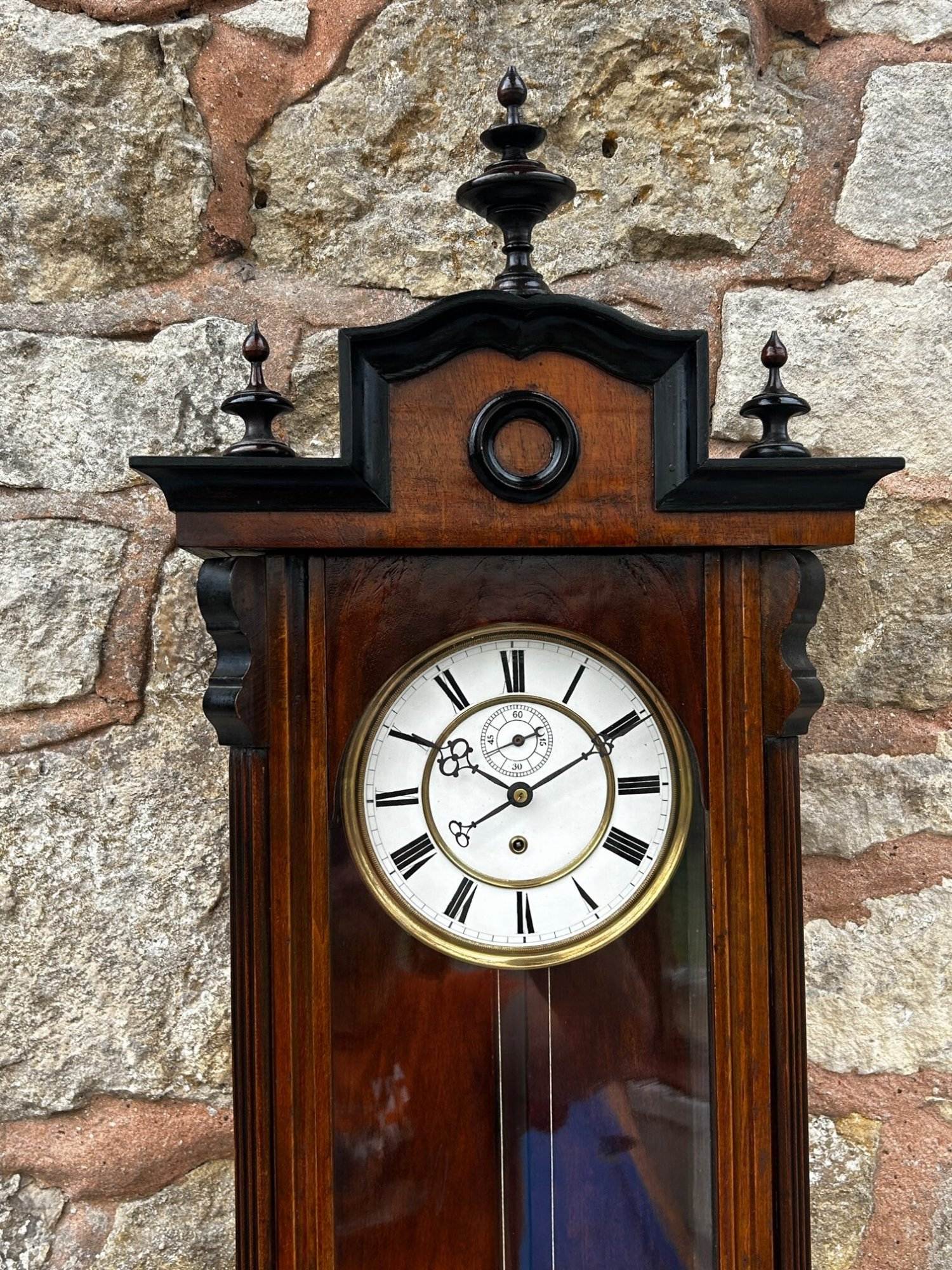 Antique Walnut Single weight Vienna Regulator Wall Clock
