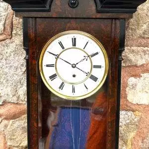 Antique Calamander Wood Single weight Vienna Regulator Wall Clock