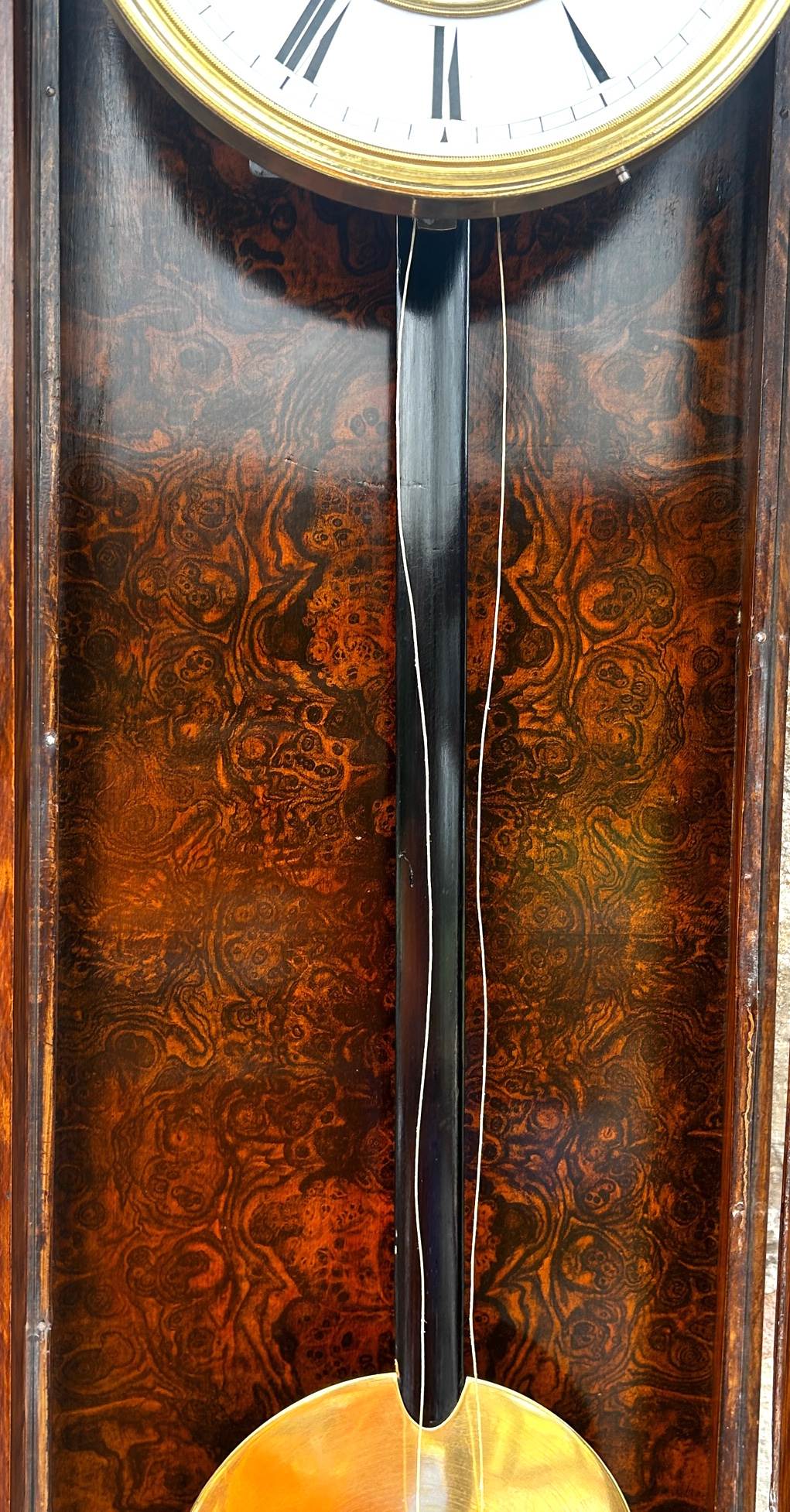 Antique Calamander Wood Single weight Vienna Regulator Wall Clock