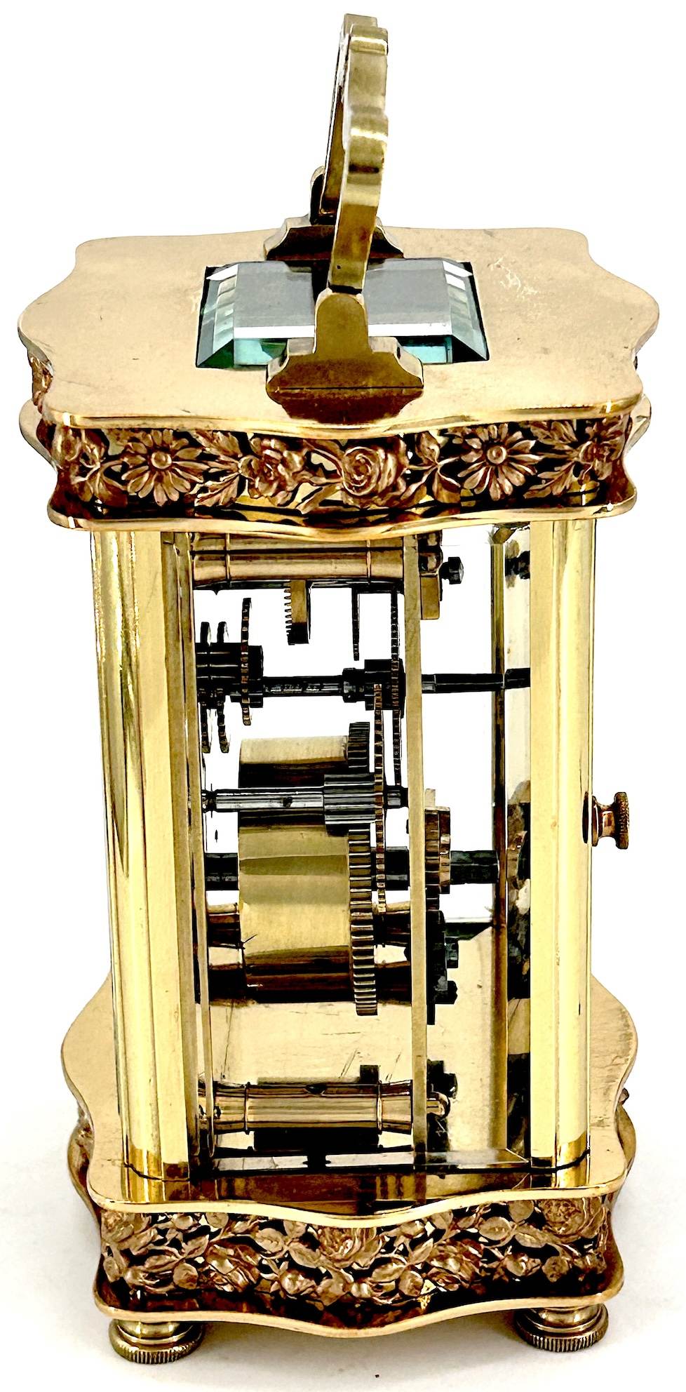 Rare Foliate Antique French 8-Day Carriage Clock