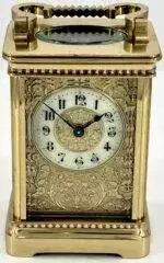 Rare Ormolu Foliate embossed Antique French 8-Day Carriage Clock