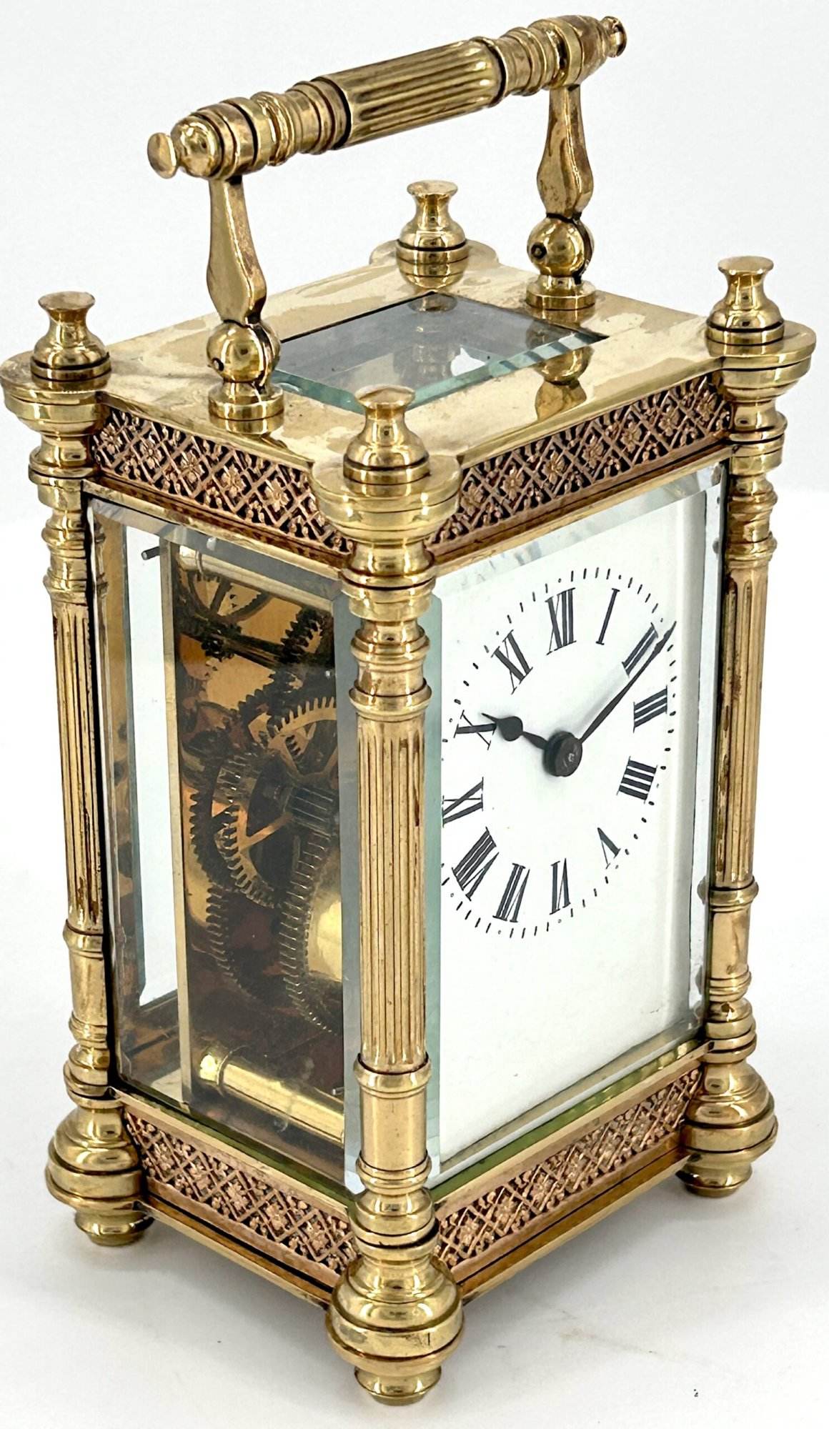 Fabulous Fret work cased Antique French 8-Day Carriage Clock C1900