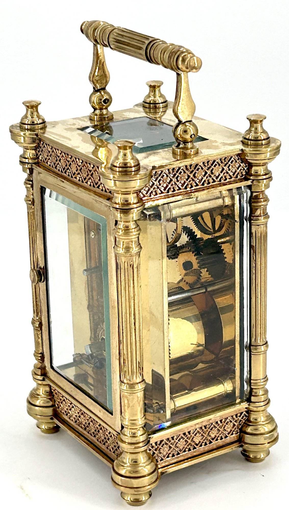 Fabulous Fret work cased Antique French 8-Day Carriage Clock C1900 - Image 8