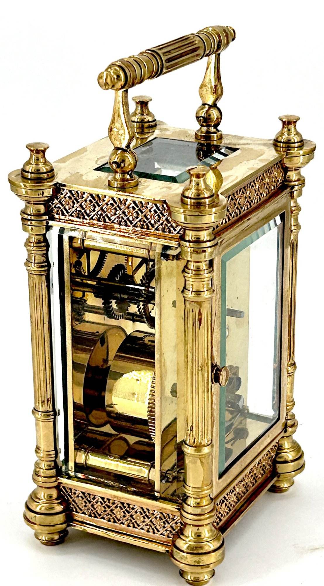 Fabulous Fret work cased Antique French 8-Day Carriage Clock C1900 - Image 10