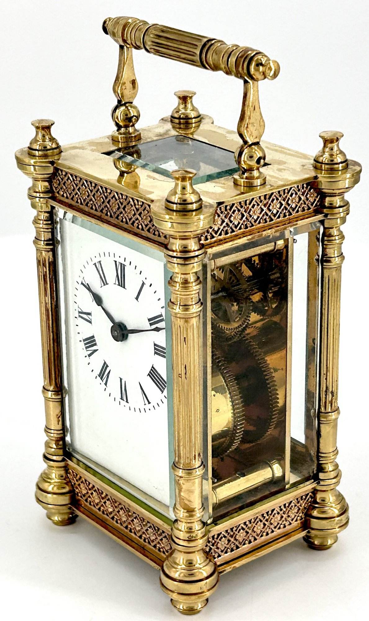 Fabulous Fret work cased Antique French 8-Day Carriage Clock C1900