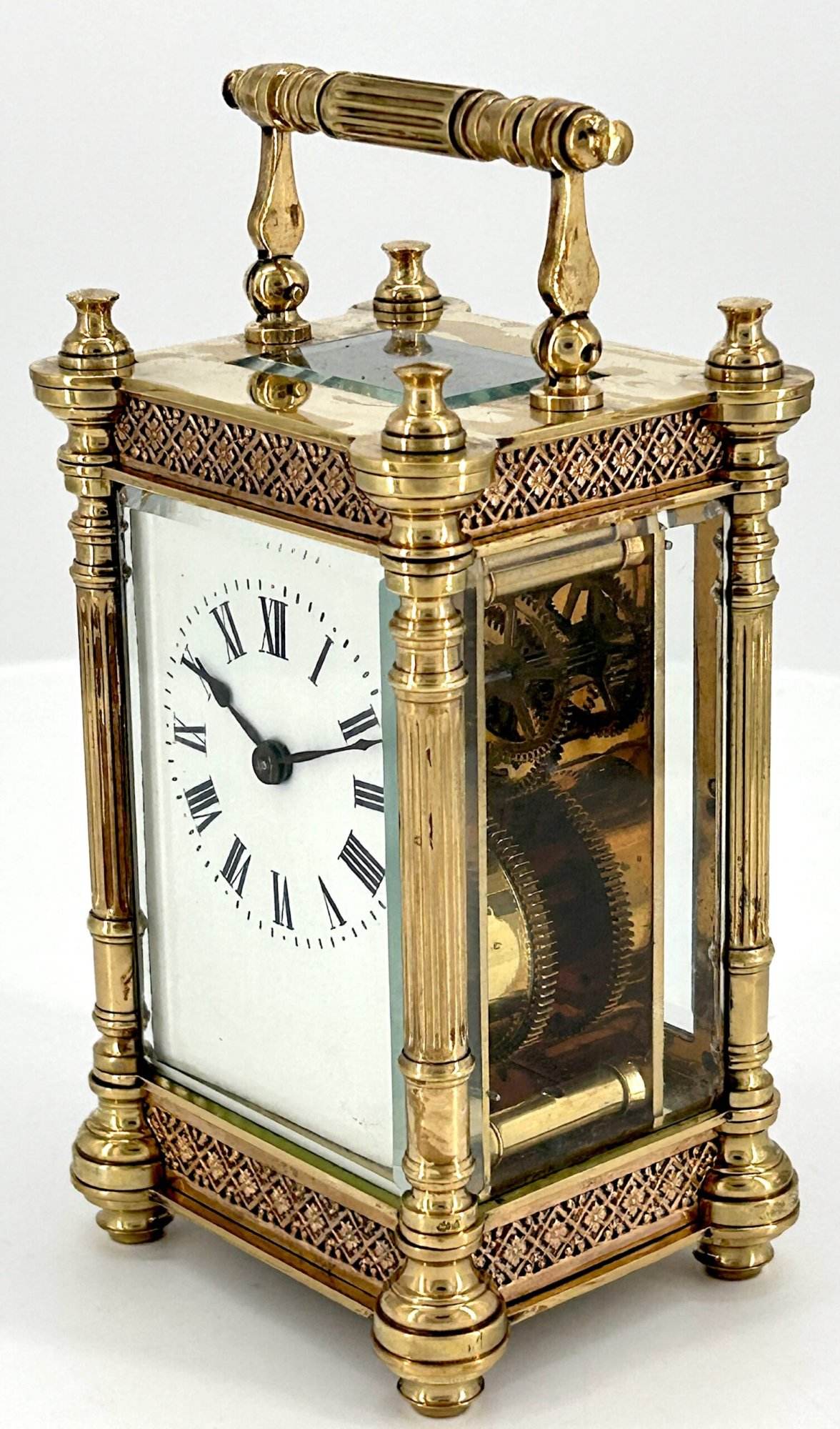 Fabulous Fret work cased Antique French 8-Day Carriage Clock C1900