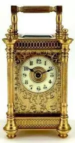 Fabulous Ornate Masked dial Carriage Clock – French 8-Day Carriage Clock C1900