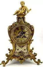 Rare Victorian Antique French Champleve figural Boulle Mantel Clock C1860