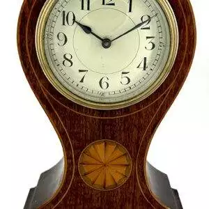 Antique Edwardian inlaid Mahogany Balloon Shape Mantel Clock C1905