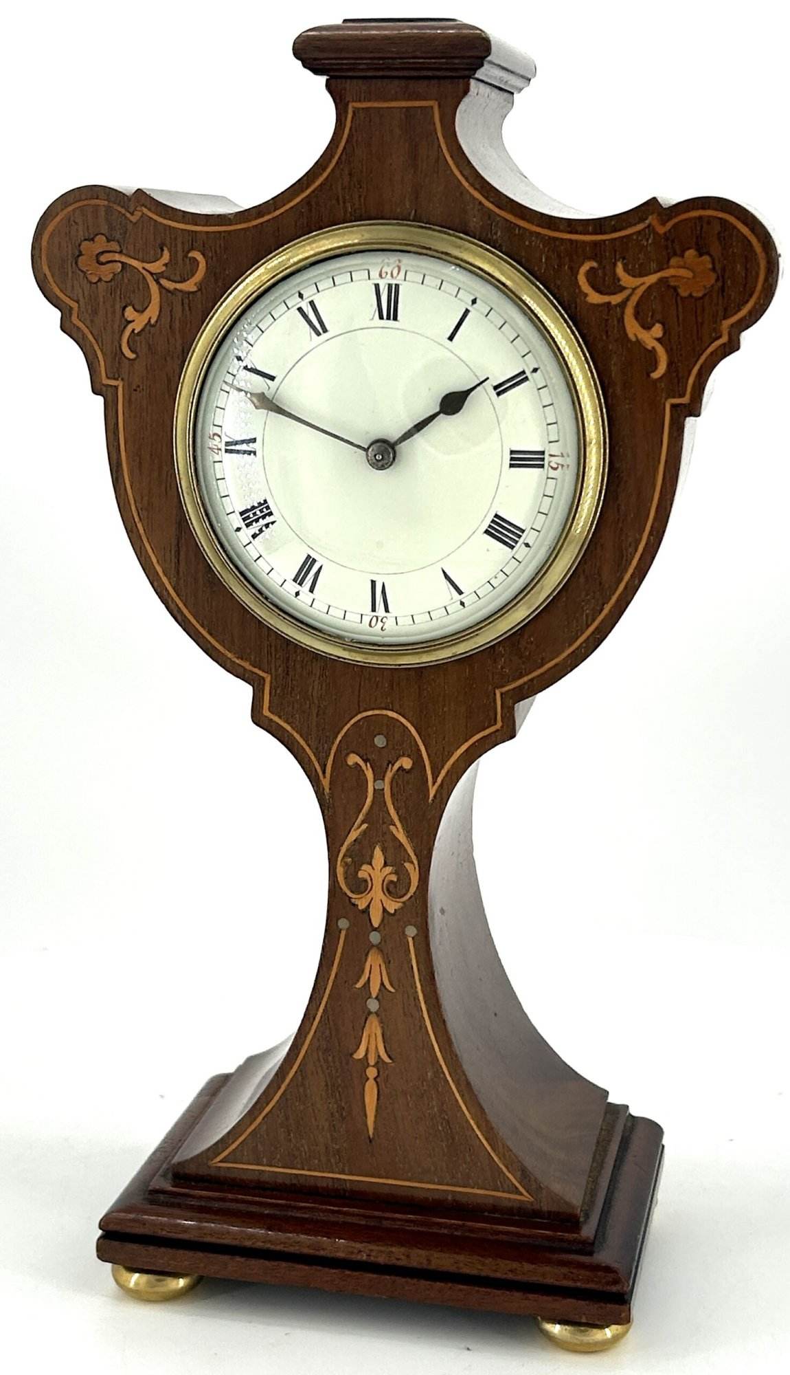 Lovely Antique Edwardian Art Nouveau inlaid Mahogany Mantel Clock C1905 - Image 9