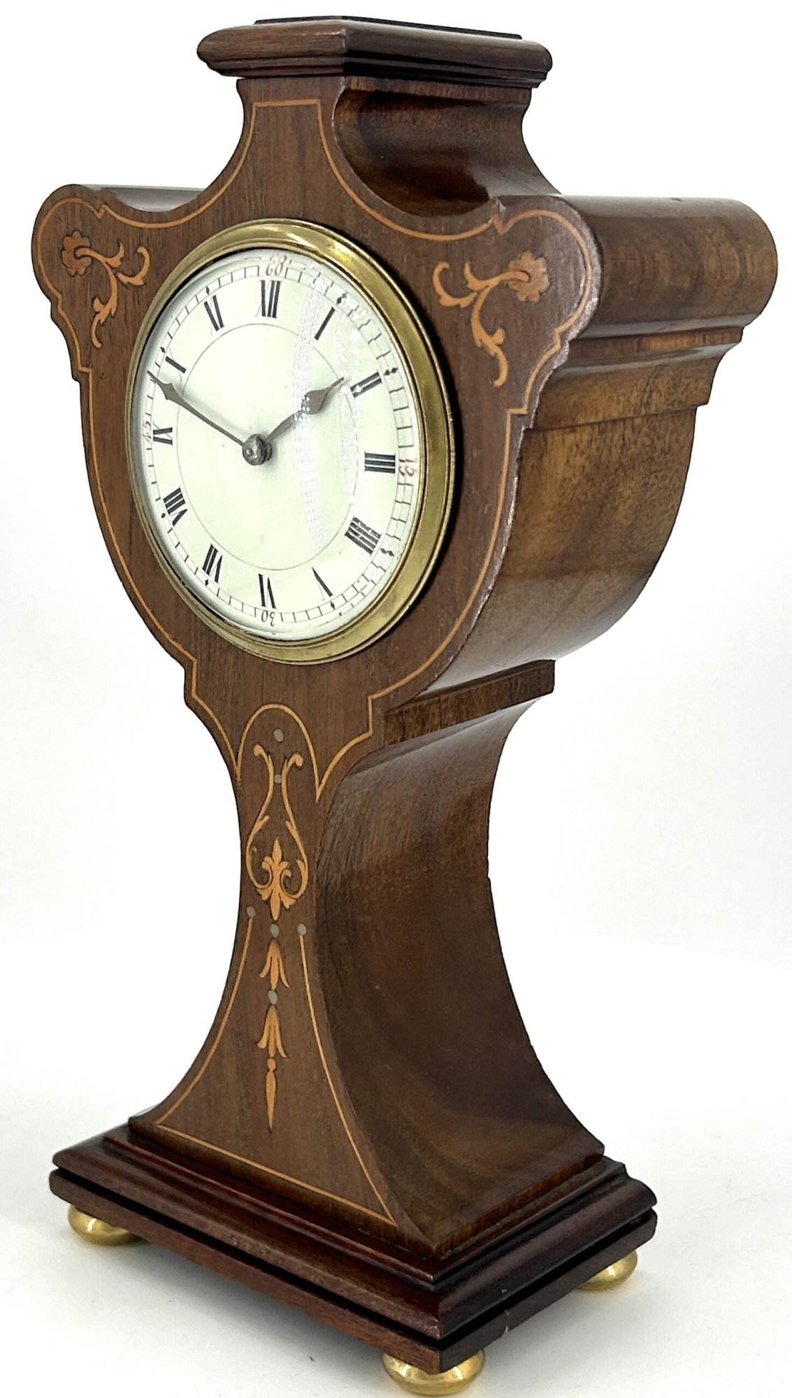 Lovely Antique Edwardian Art Nouveau inlaid Mahogany Mantel Clock C1905 - Image 8