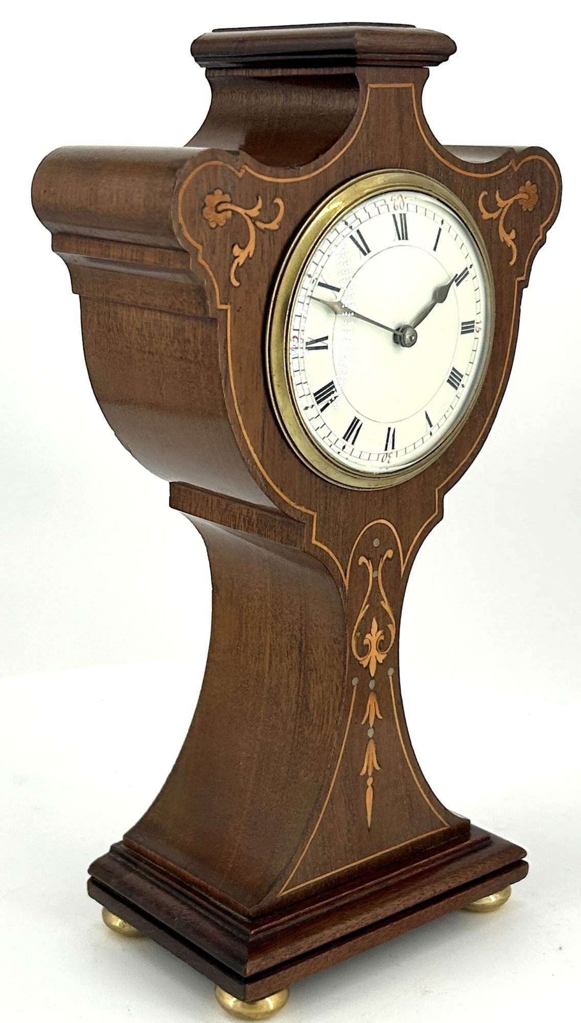 Lovely Antique Edwardian Art Nouveau inlaid Mahogany Mantel Clock C1905 - Image 5